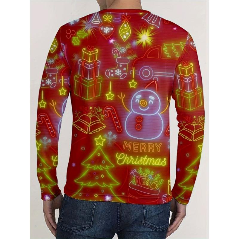 Men's casual sports long-sleeved T-shirt, Christmas clothing 3D printing, comfortable and breathable