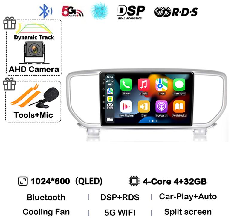 Android 13 Auto Carplay WIFI+4G For Kia Sportage 4 QL 2018 2019 2020-2025 Car Radio Multimedia Video Player Stereo 360 Camera BT