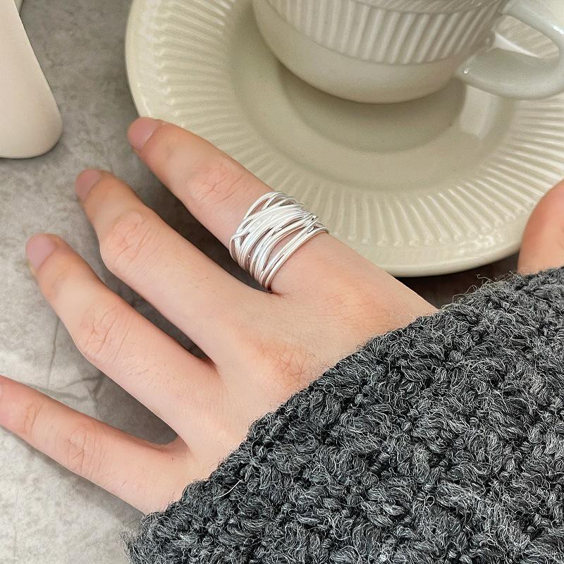Adjustable Multi-layer Intersecting Lines Ring for Women - Fashionable Hip Hop & Cool Style
