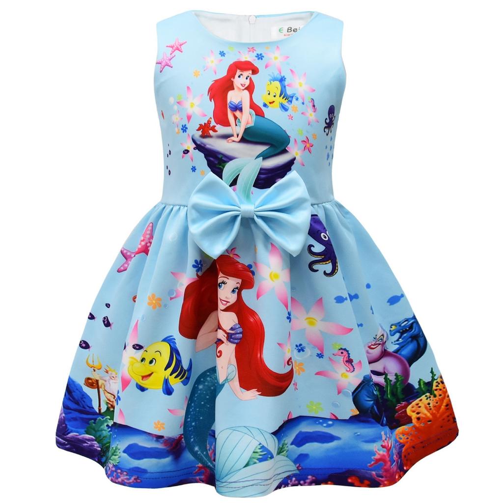 Summer New Frozen Princess Dress Mermaid Dress 3D Digital Printing Birthday Dress Children'S Dress
