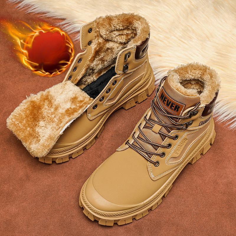 Velvet Martin Boots High-top Bag Head Fashionable Outdoor Warm Men's Boots Platform Cotton Shoes