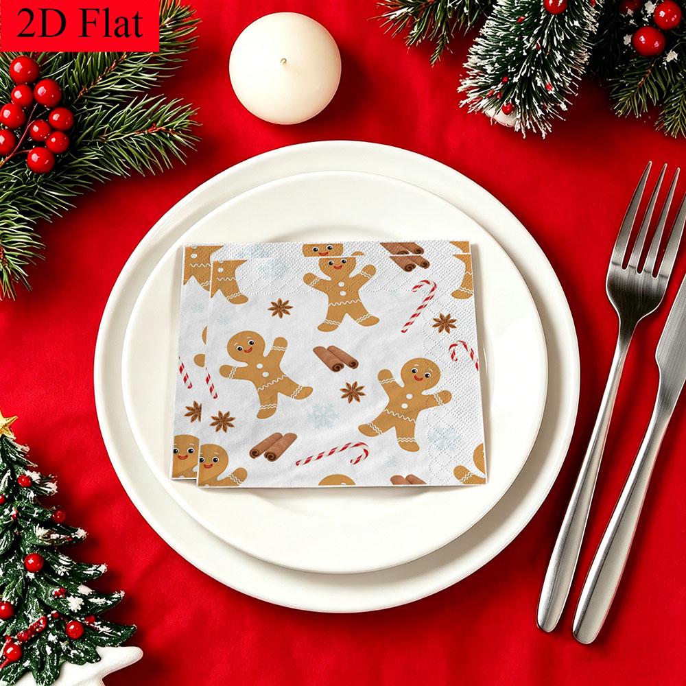 20pcs Disposable Napkins with Christmas Candy Pattern Print for Wedding,Parties,and Daily Use for Thanksgiving Fall Christmas Table Decoration