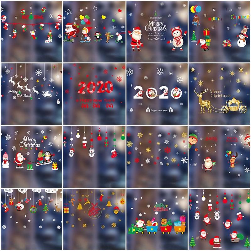 Festive Christmas Waterproof Glass Window Pvc Stickers For Cozy Home Decor