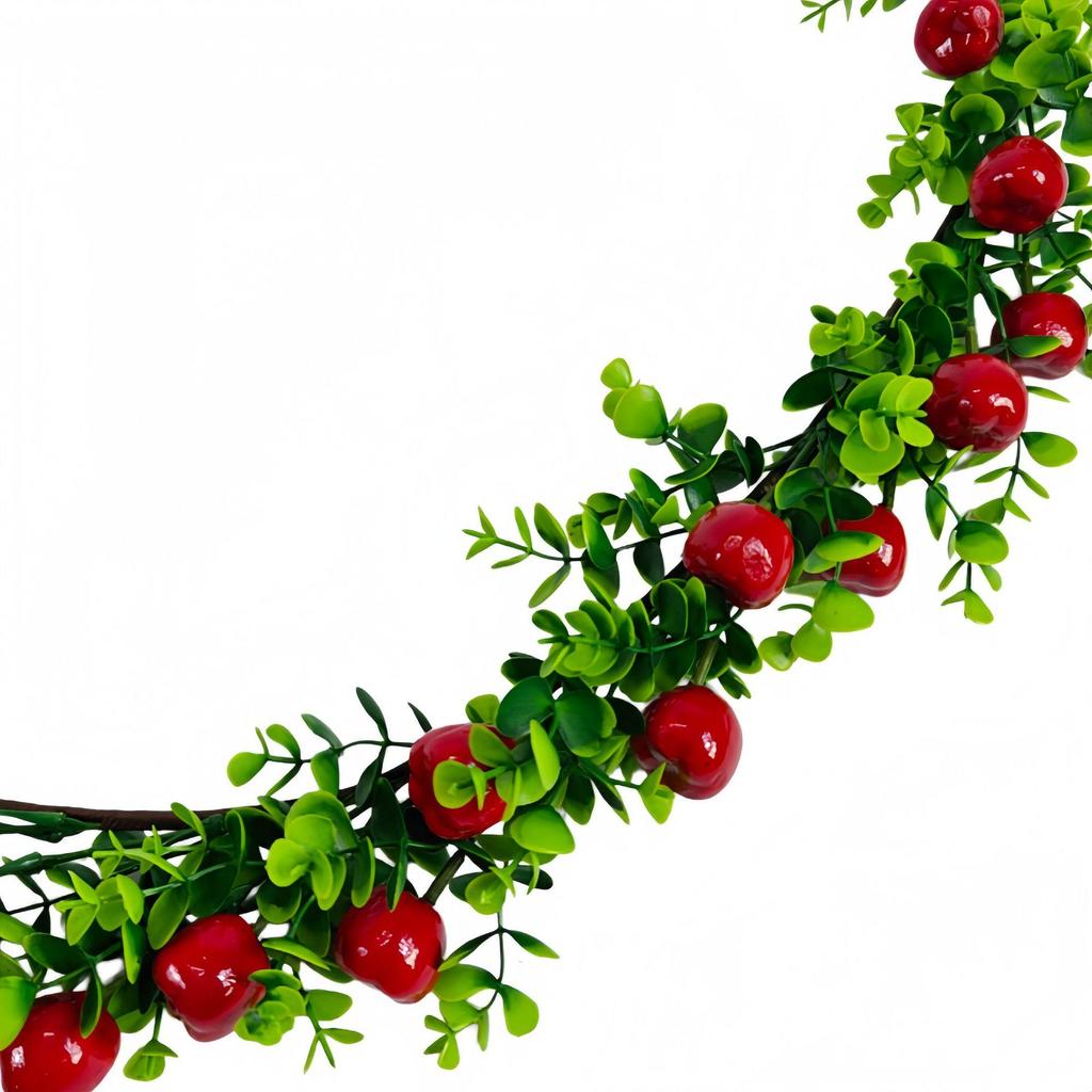 Pastoral Style Red Berries & Green Leaves Vine with Eucalyptus - Festival Atmosphere Decoration