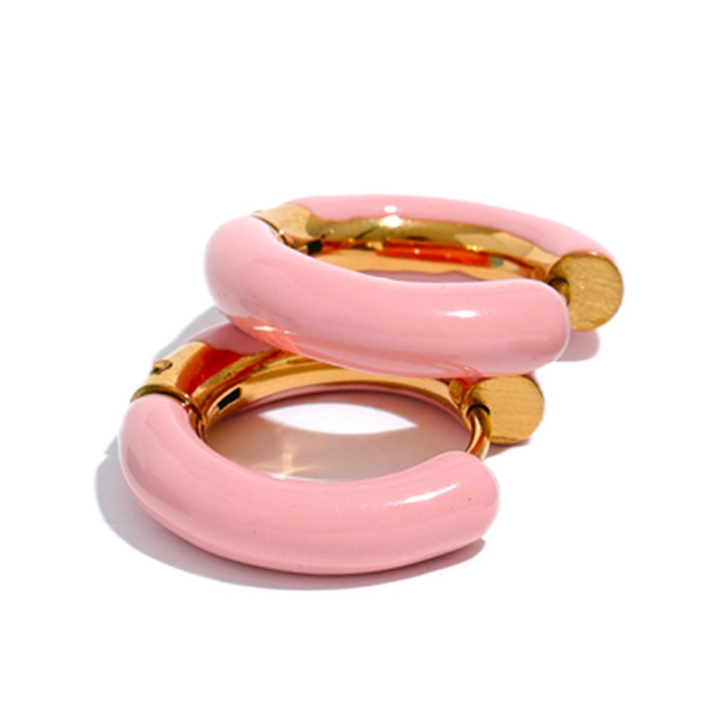 

Yhpup 20mm Candy Color Blue Pink Brown Enamel Stainless Steel Hollow Hoop Earrings Golden Simple Trendy Y2K Sweet Jewelry Gift