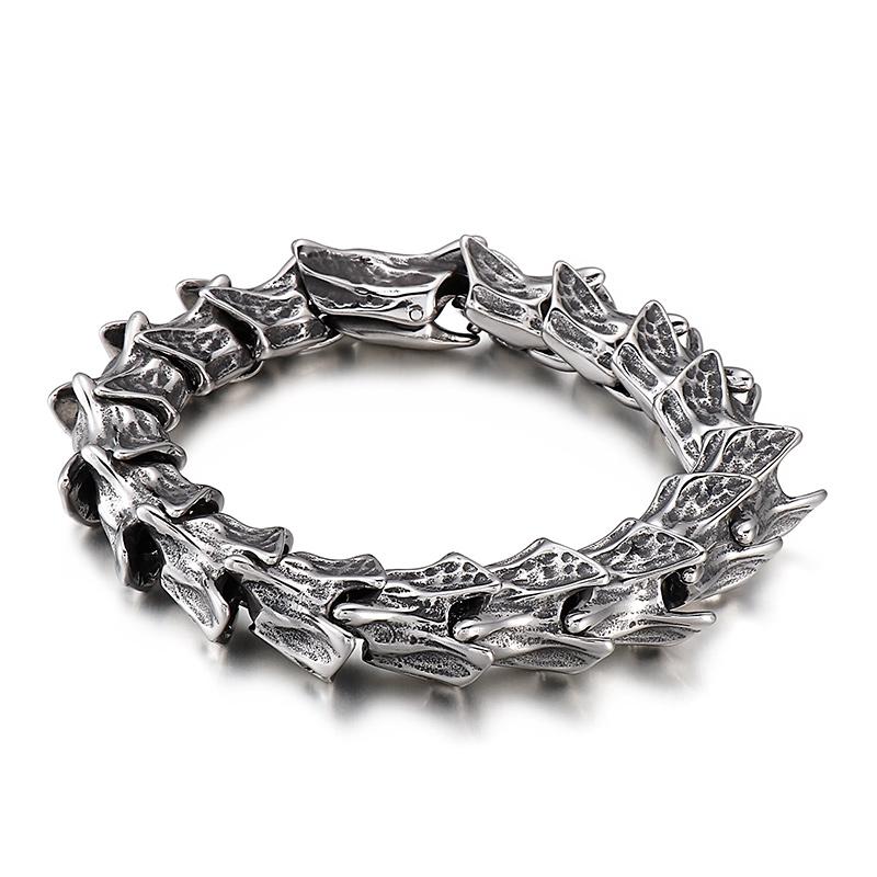 

Kalen Vintage Punk Bracelet Men s Stainless Steel Animal Dragon Keel Jewelry Street Culture 23cm