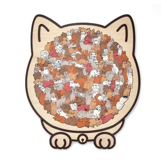 

135 шт./набор Деревянный пазл в форме кошки Тренировка логики Фокус Деревянная игра-головоломка Развивающая Сложная головоломка Игрушка Декорация Подарок для любителей кошек A