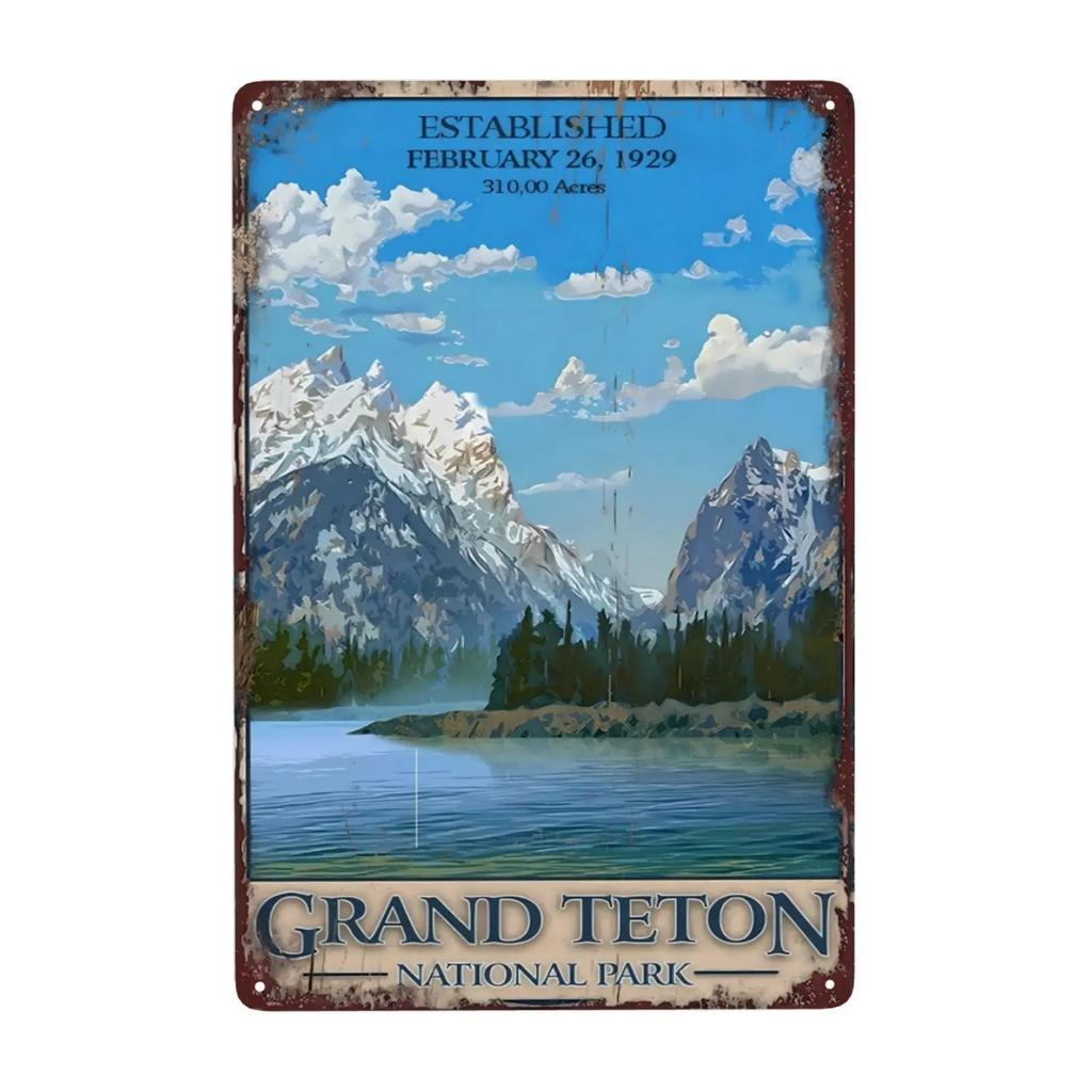 1pc Retro Grand National Park Metal Sign for Kitchen Restaurant Farm Bathroom Man Hole Farm Wall Decoration 8x12 Inch