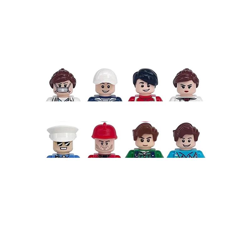 Non-Toxic City Characters Action Figures Building Blocks Policeman Teacher Fireman Occupation Mini Figurine Dolls Bricks Set Children Toys