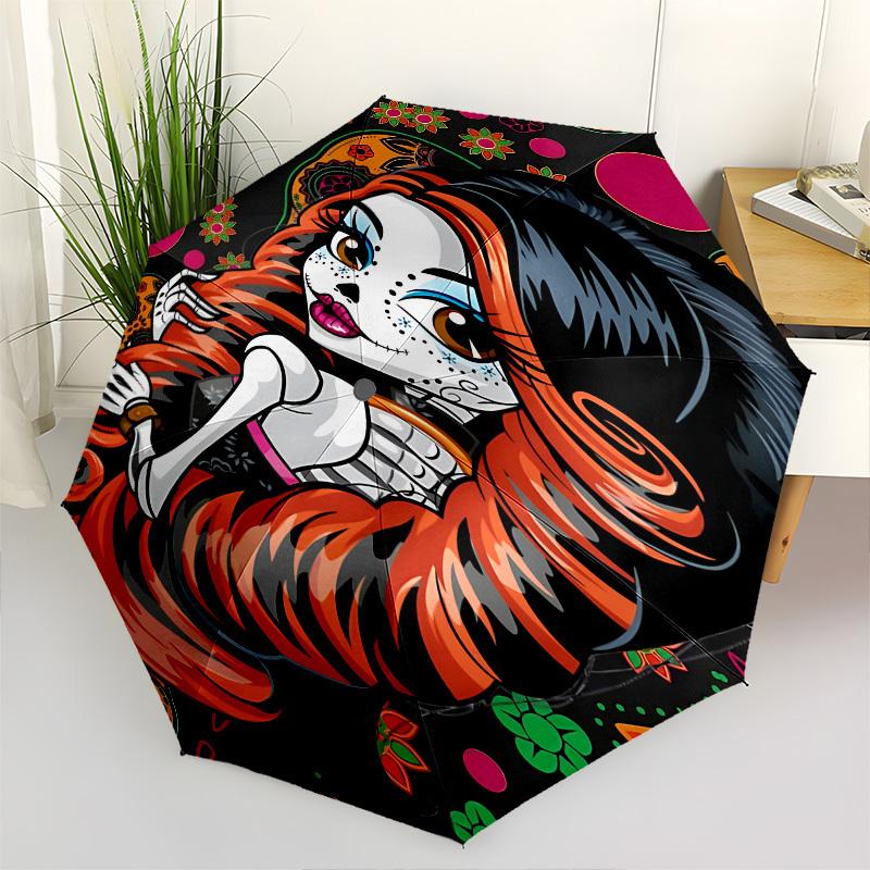 

CatrinaThemed Automatic Opening and Closing Umbrella 8 Ribs, Suitable for Leisure and Going Out, Outdoor Accessory, Gothic Style, Fashion