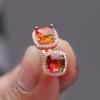 Popular Mini Square Group Set with Diamond Gradient Tourmaline Earrings and Ear Buckles