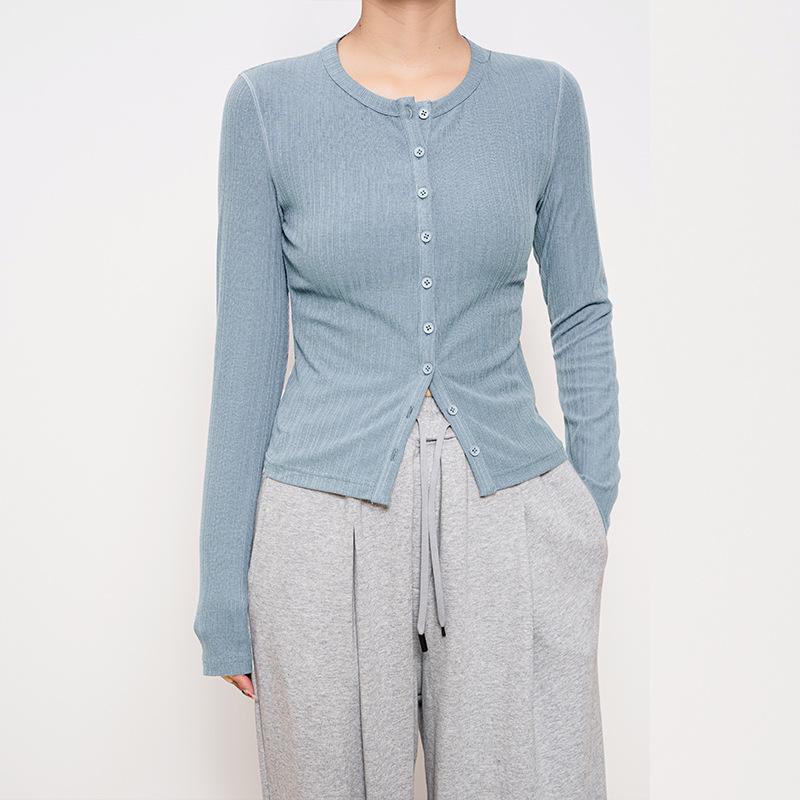 New Women's Long-Sleeve Round-Neck Cardigan: Casual, Lightweight Rayon Knitwear for Autumn and Winter