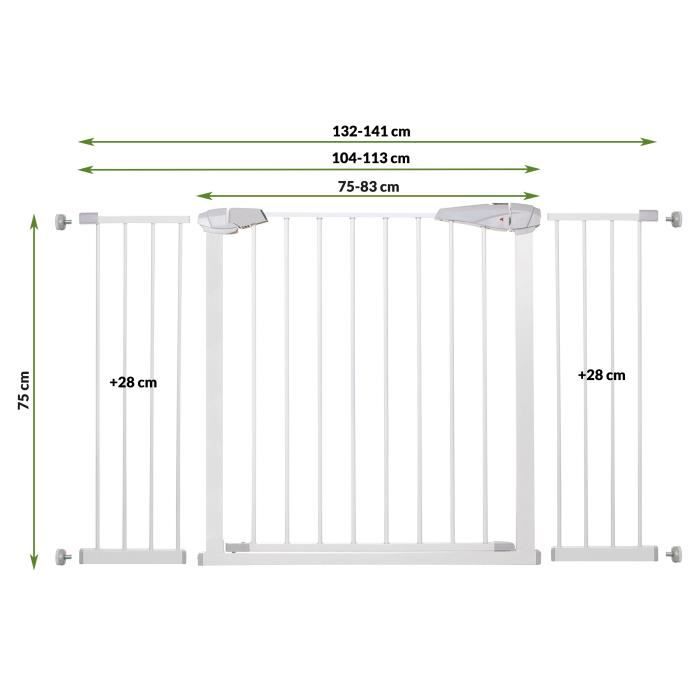 Barrière de Sécurité Bébé SPRINGOS - Portes et Escaliers - Largeur 76-113 cm - Auto-close
