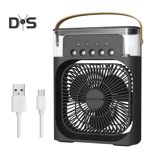 

Портативный увлажнитель воздуха с вентилятором Персональный кондиционер Мощный поток воздуха Низкий уровень шума Компактный дизайн USB Электрический охладитель Вентилятор с распылителем воды чёрный