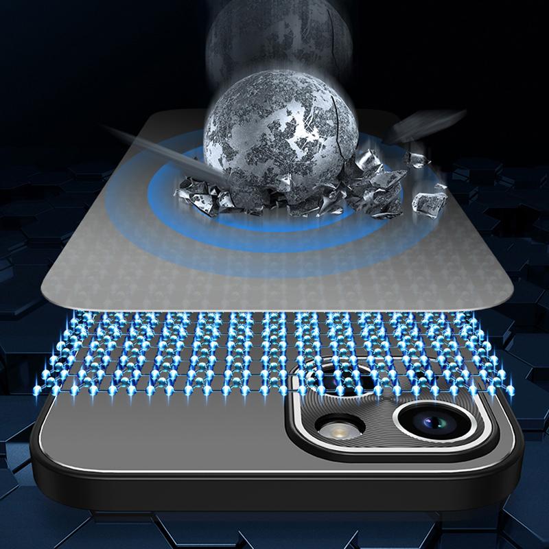 For iPhone 13 Case PC+TPU Anti-Scratch Phone Cover Build-In Metal Lens Cover