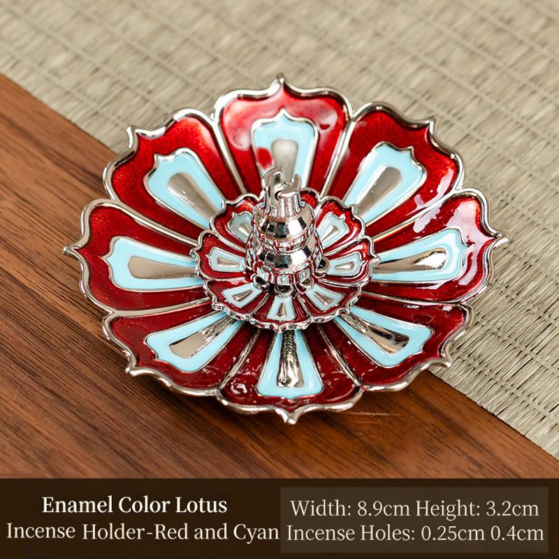 

Zen Lotus Enamel Metal Incense Stick Holder Elegant Aromatherapy Diffuser for Spa Meditation Room&