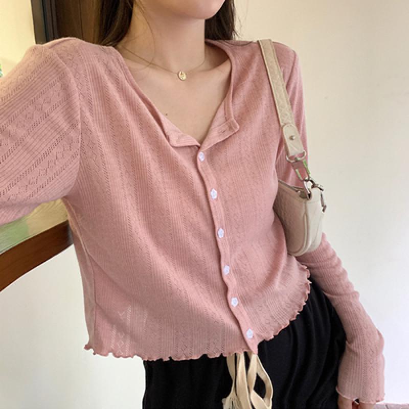 

Thin Ice Silk Women s Spring Cardigan: French Style Slim Fit, Hollow Out Design, Sun Protection. One Size