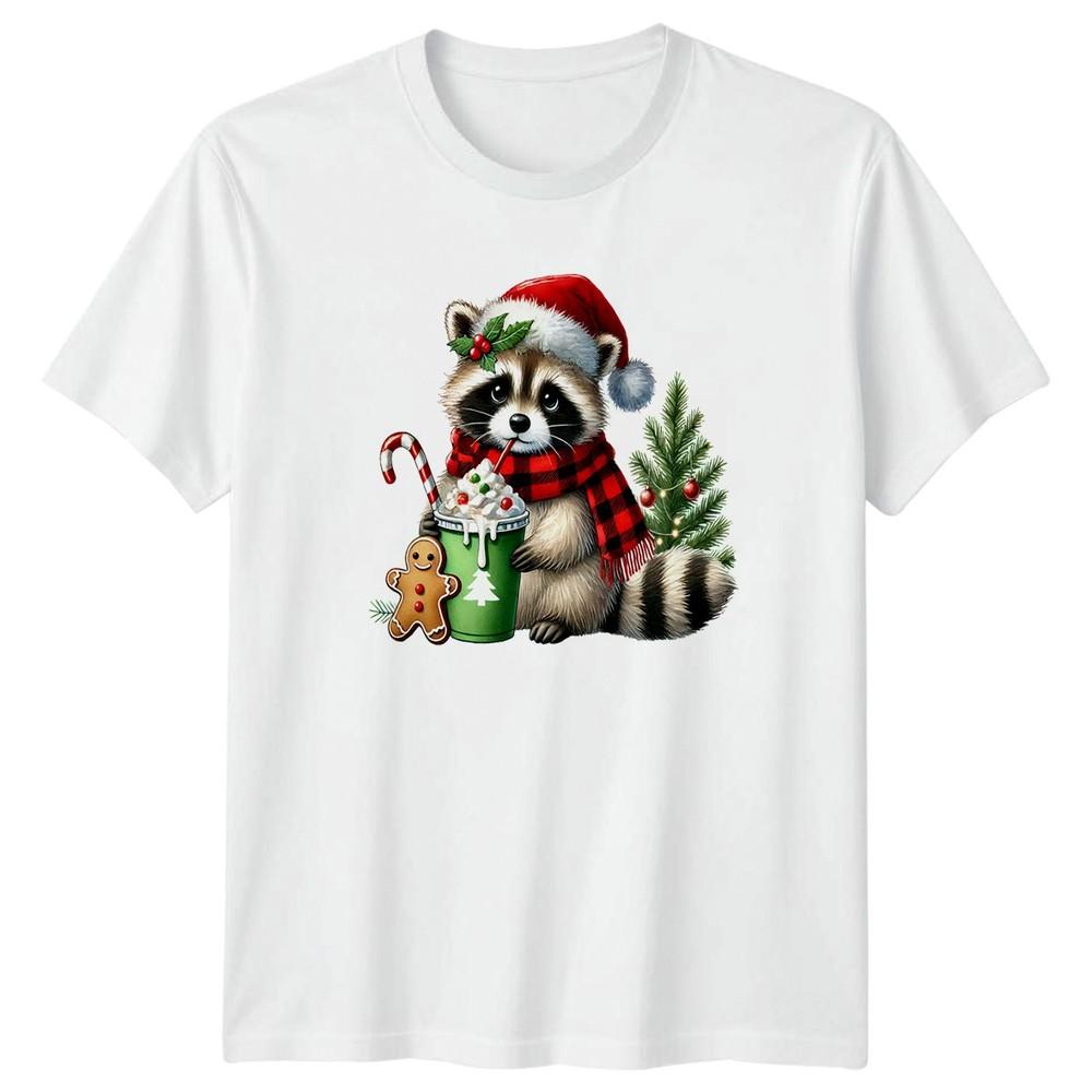 Raccoon Christmas Holiday Unisexs TShirt Unisexs Tee Graphic Unisex Top a S