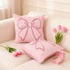 45x45CM Valentine's Day Bow Throw Pillow Cover Pink Bowknot Pillow Case Home Living Room Bedroom Sofa Bed Decorative Square Cushion Cover