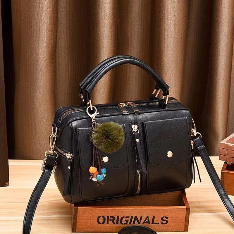Stylish And Elegant Pu Leather Boston Bag For Women With Chain And Lock Features