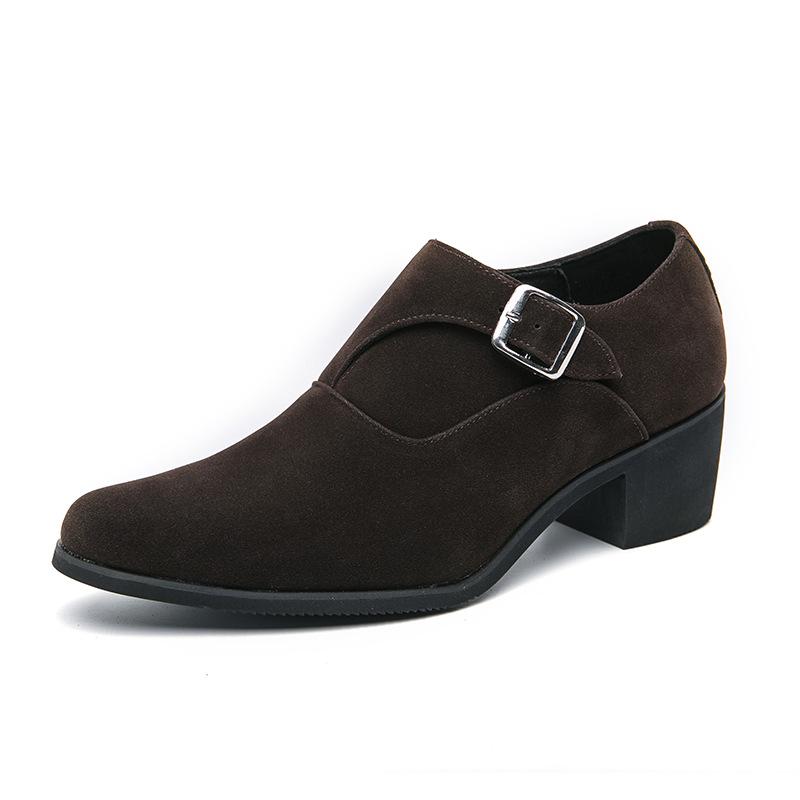 Men's shoes large size 46 leather shoes fashion platform casual leather shoes hairstylist trend retro high heel pointed leather shoes