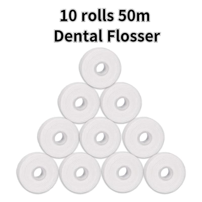 10 Rollen 50m Zahnseide Spule Zahnstocher Zahnseide Zähneputzen Mundhygiene Zahnreinigung Wachs Minz-Floss