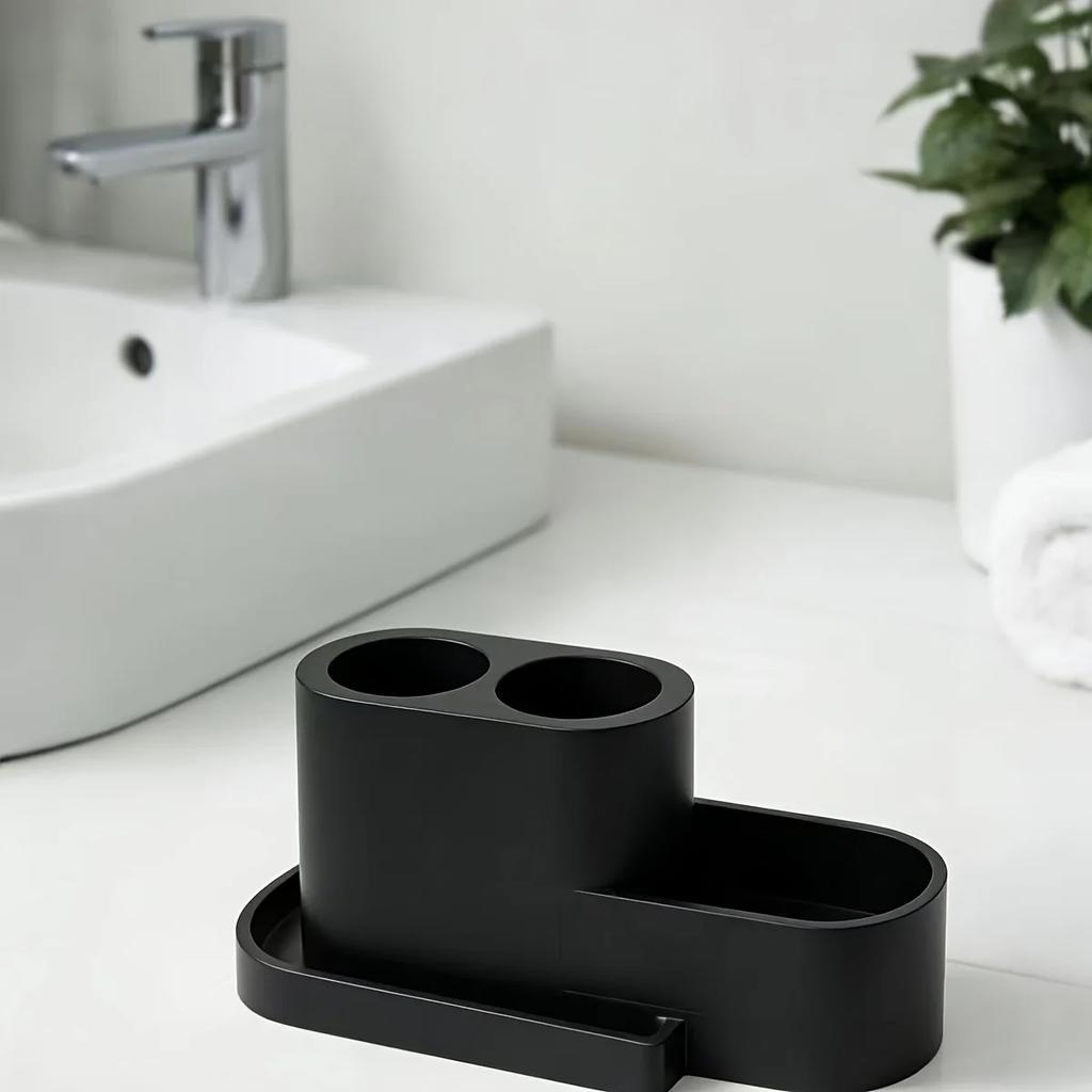 Easy Clean Detachable Base Toothbrush Holder Removable Storage Rack For Bathroom Countertop