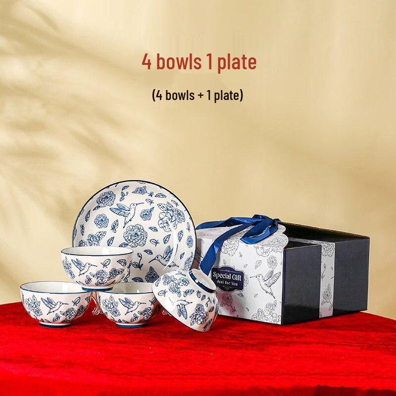 ZISIZ Flower & Bird Underglaze Ceramic Dinnerware Set