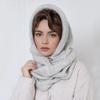 2 In 1 Knitted Hooded Scarf Solid Color Winter Crochet Beanie Hat New Neck Collar Hat  for Women