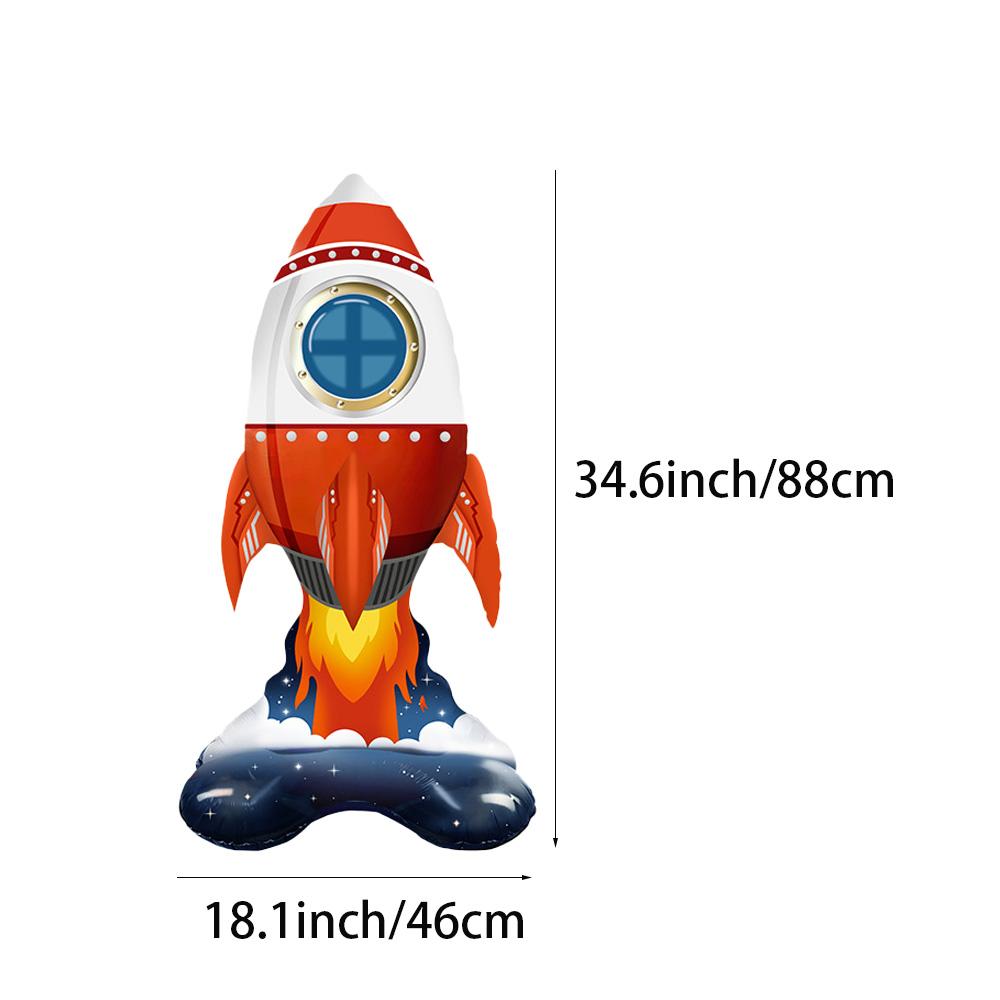 1 Piece Standing Astronaut, Standing Rocket Aluminum Foil Balloon, Suitable for Birthday Parties, Space-Themed Parties, and Birthday D