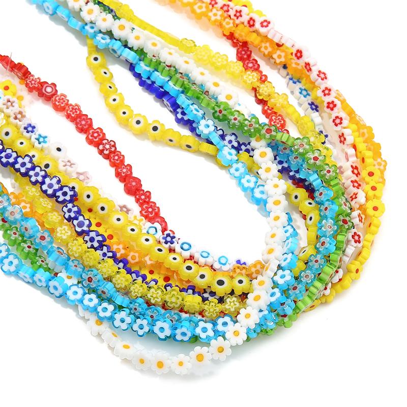 10 Stück 6mm Handgemachte Lampwork Glasanhänger Blumenperlen für DIY Halskette Armband Ohrring Schmuck Basteln