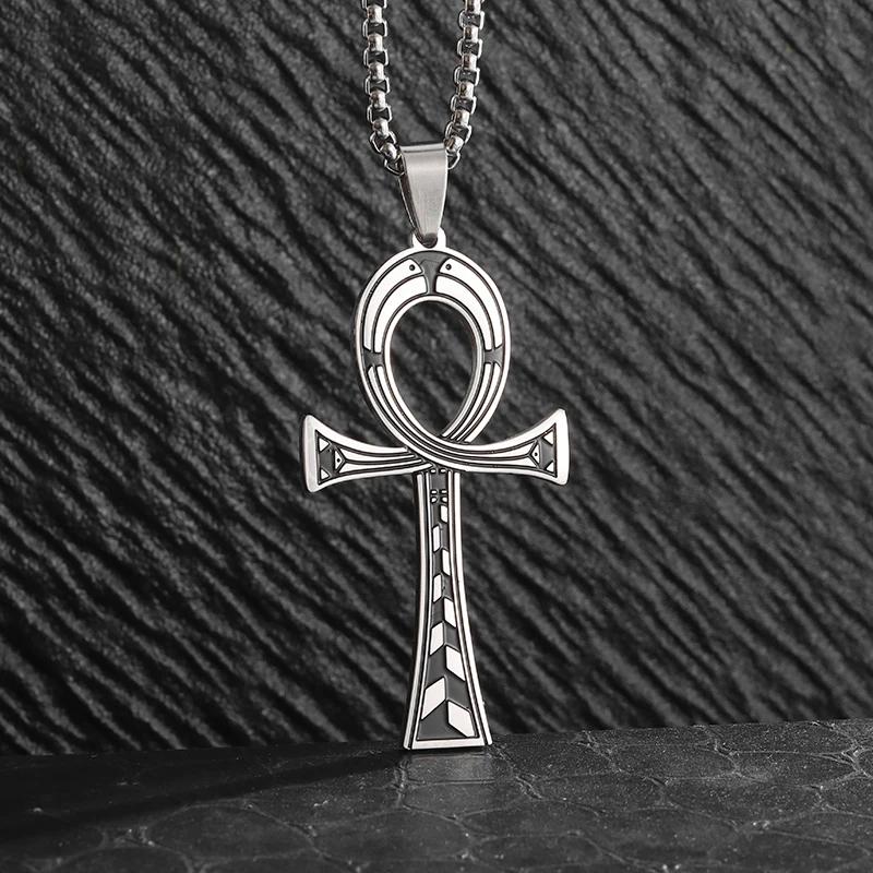 Amulet Talisman Ankh Cross Retro Vintage Necklace Pendant Men Women Egypt Egyptian Key Life Religious Jewelry Gift Hip Hop Rock Goth Gothic