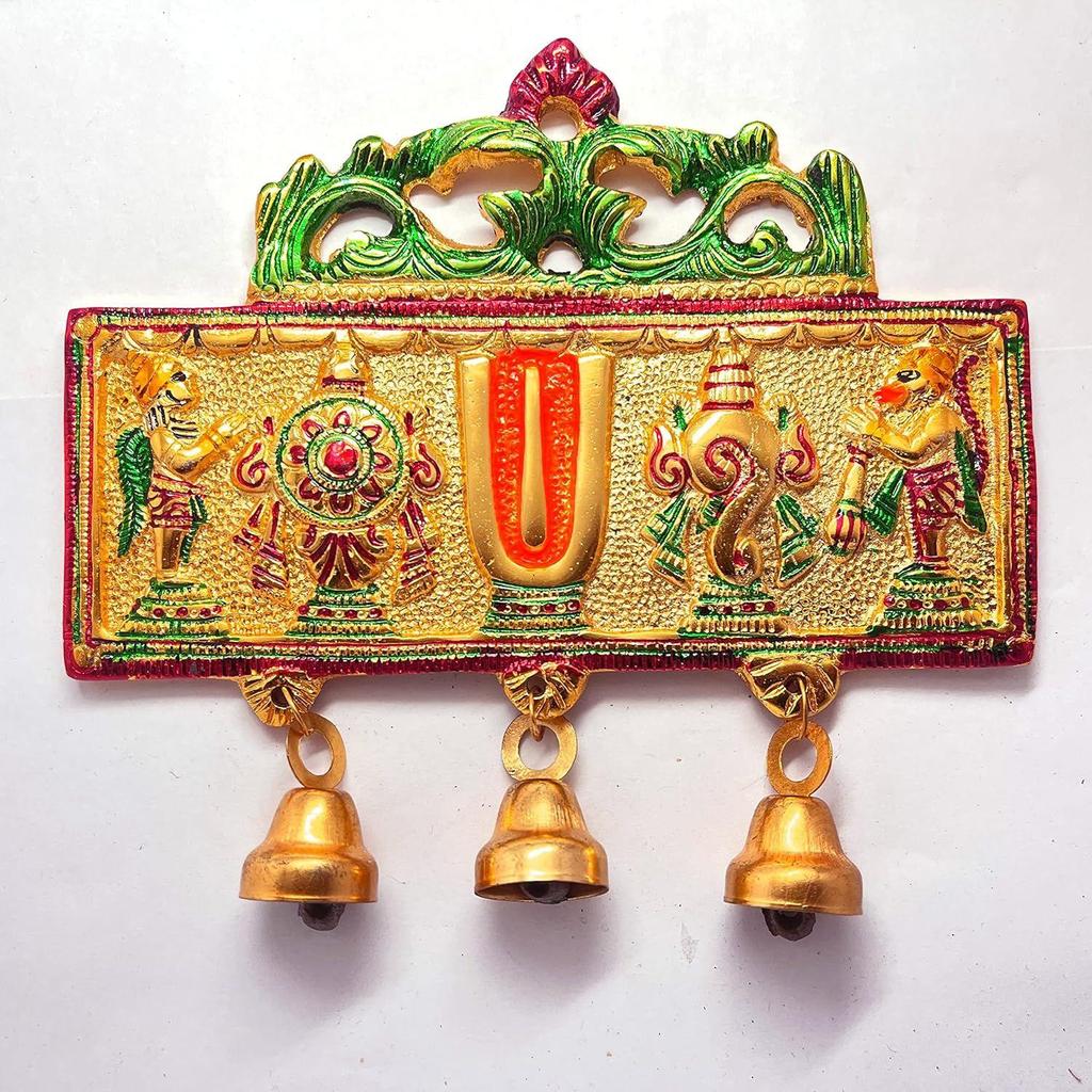 Wall Hanging Tirupati Balaji Symbol Shankh Chakra Tilak with Hanuman ji and garud Statue