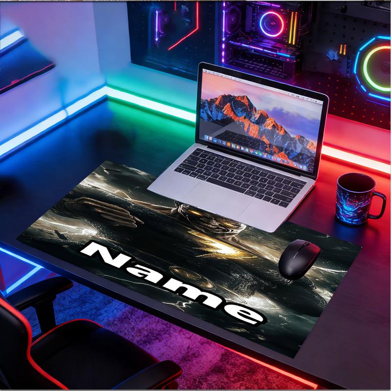 Custom Name Personalized Black Adam Pattern Mousepad, Laptop PC Desk Mat, Decorative Desk Mat for Home Keyboard Pad Gift