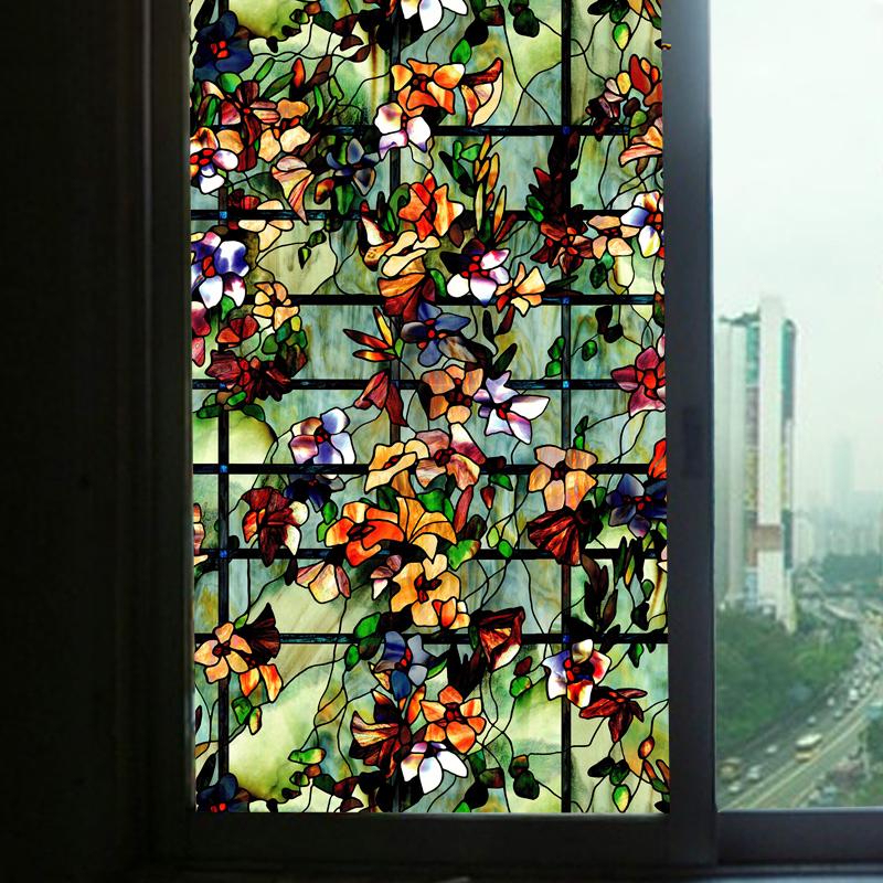 Static-Cling Frosted Stained Glass Window Door 3D-Sticker Film Privacy Decor