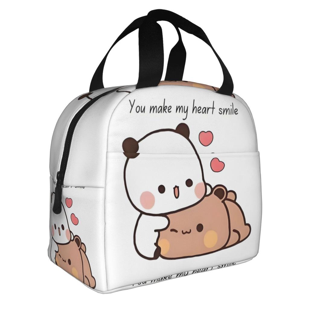 Kawaii Dudu Bubu Perzik En Goma Geïsoleerde Lunchtas voor Beer Panda Herbruikbare Thermische Koeltas Voedsel Lunchbox Werk School