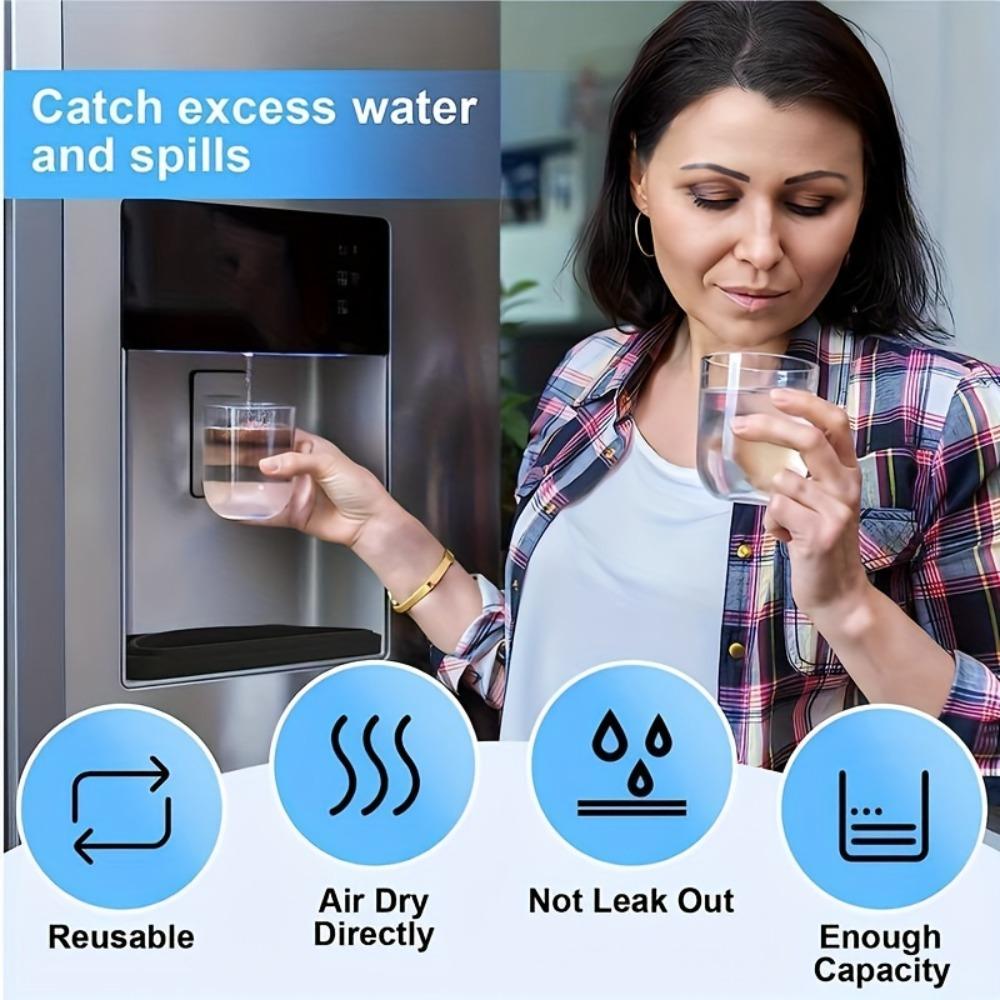 1pc Silicone Refrigerator Drip Catcher Tray - Water Dispenser Drip Tray Ice Protector Pan with Raised Ridges for Efficient Drainage.