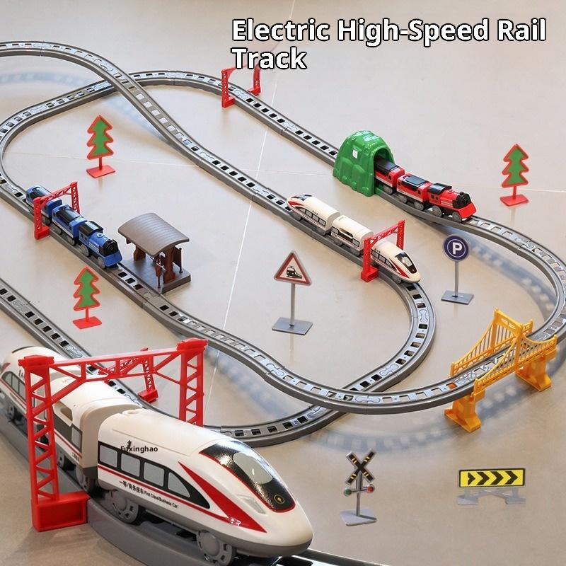 Children'S Electric Train Set With Track Toy Car Assembling Model Gift Educational High Speed Railway Vehicle Playset