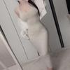 Korean Dongdaemun Slimming Waist-Cinching Sleeveless Knit Dress for Women