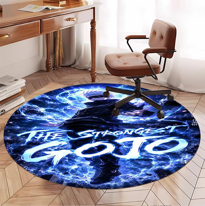 Jujutsu Kaisen Pattern Round Rug, Indoor/Outdoor Mat, for Picnic, Gameroom, Bedroom, Office, Living Room, Home Decor Carpet, Birthday Gift