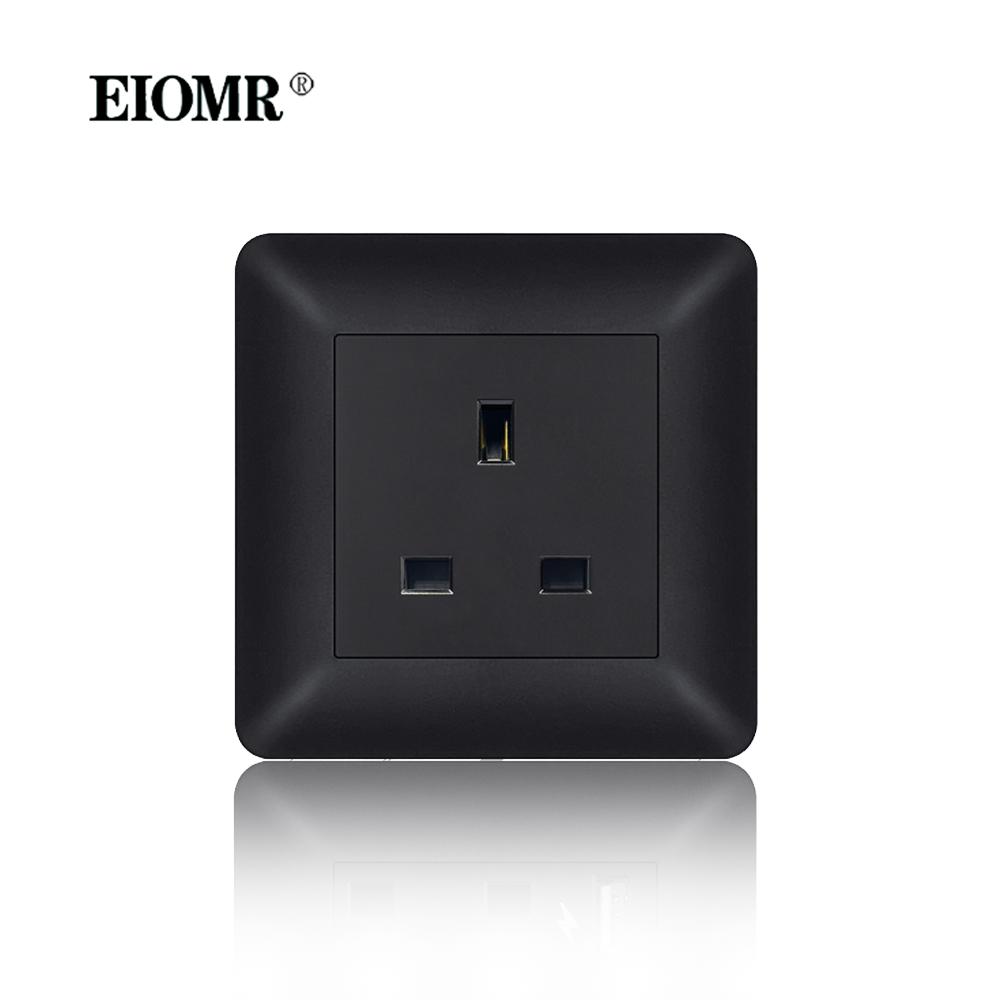 EIOMR 13A UK Standard Plug Power Wall Socket and Switch 250V, with USB Type-C Charger Port 5V 2.1A, Black PC Curved Frame Panel
