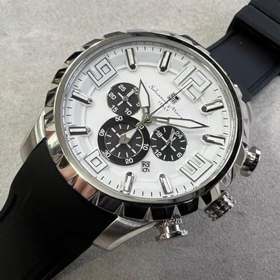 Salvatore Marra Mens Wristwatch Chronograph Business Analog Quartz White WHBK Cross Included