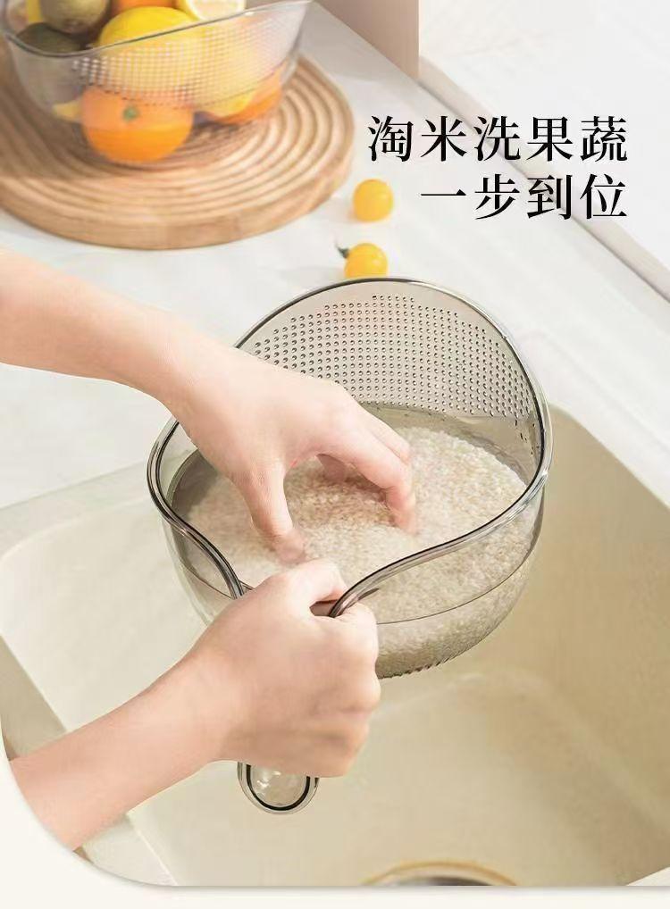 Rice Washing Basket With Handle Kitchen Multi-Function Rice Scoop Vegetable Washing And Fruit Strainer