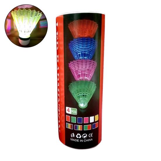 4 Peças/Conjunto Petecas de Badminton Densamente Dispostas Cabeça de Voo Estável Redonda Completa Alta Velocidade LED