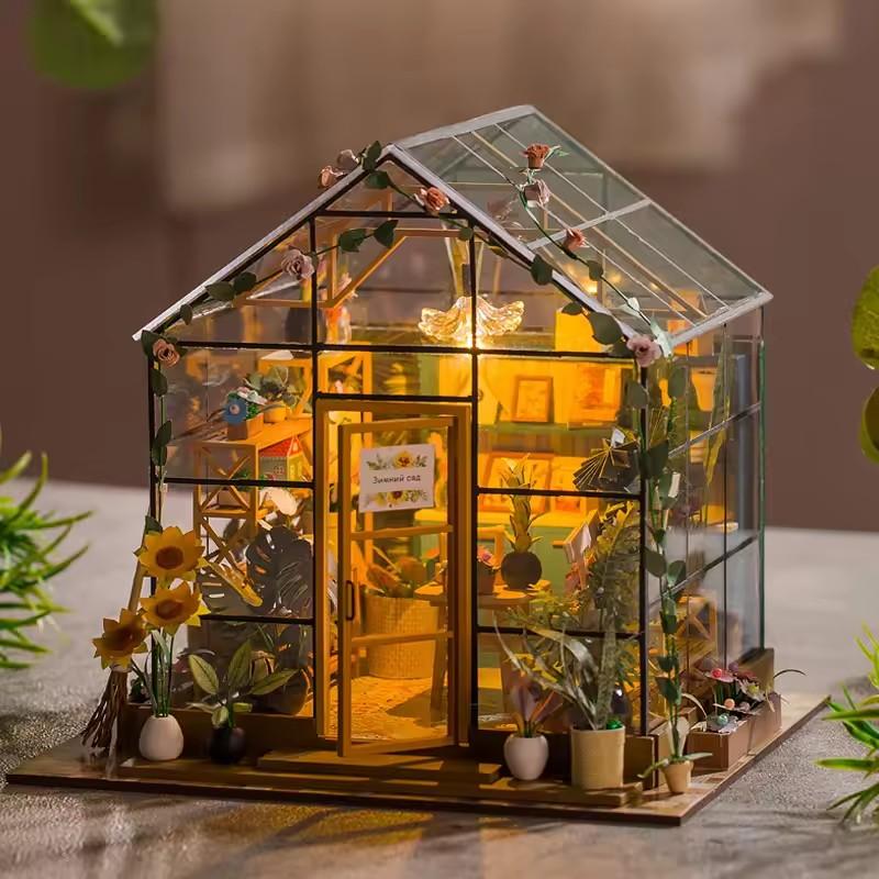 

Doll House Kit Mini DIY Flower House Handmade 3D Puzzle Assembly Building Toys Home Bedroom Decoration with Furniture DollHouses model разноцветный