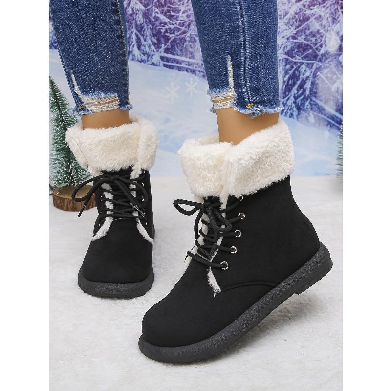 Winter New Block Heel Snow Boots Warm Fleece Lined