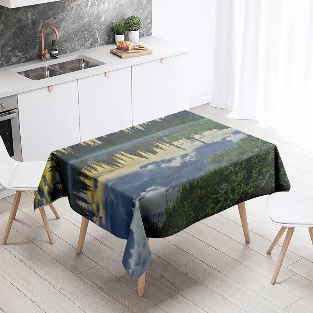Natural Scenery Tablecloth Landscape  Anti-fouling Waterproof Rectangular Kitchen Dining Table Home Decoration