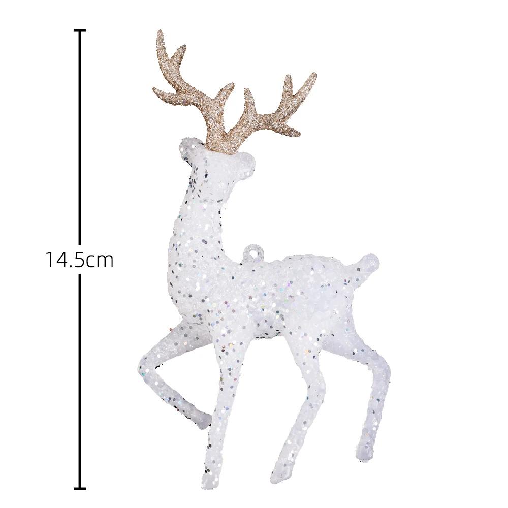 Plastic Crystal Deer Figurines Flash Elk Reindeer Christmas Miniatures Home Office Decoration Birthday Cake Dessert Ornaments