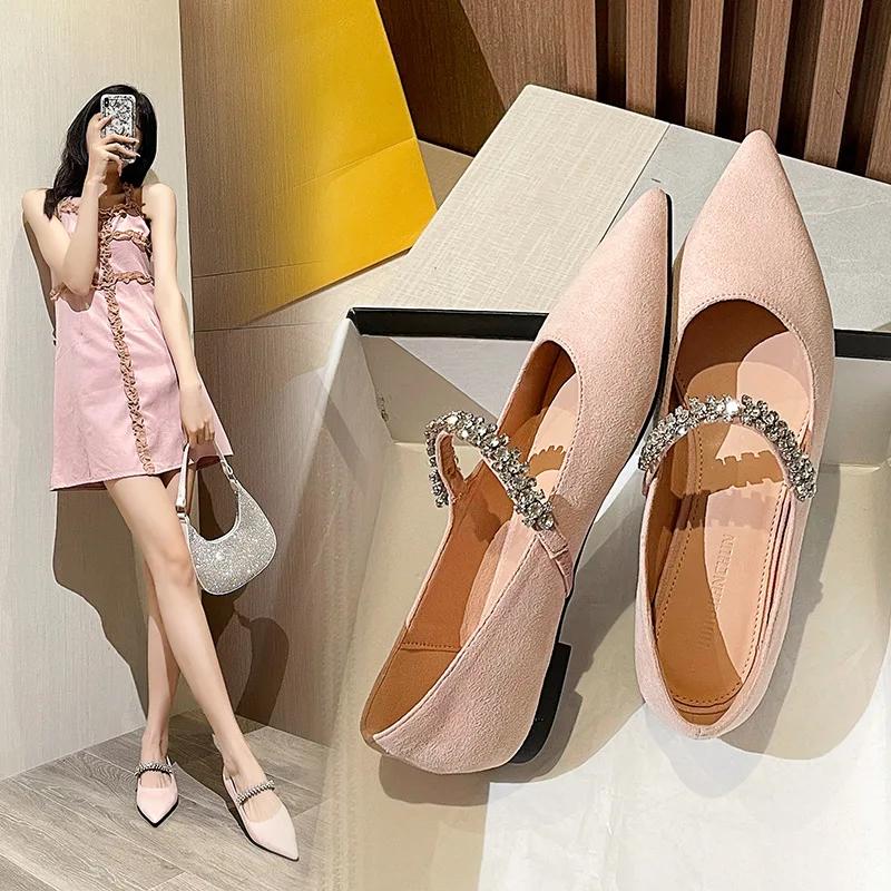 Fashion 2025 Flat Shoe for Women Spring Summer Shallow  Pointed Flat Women Mary Jane Shoes Lacquer Leather Multi Color Half Slippers