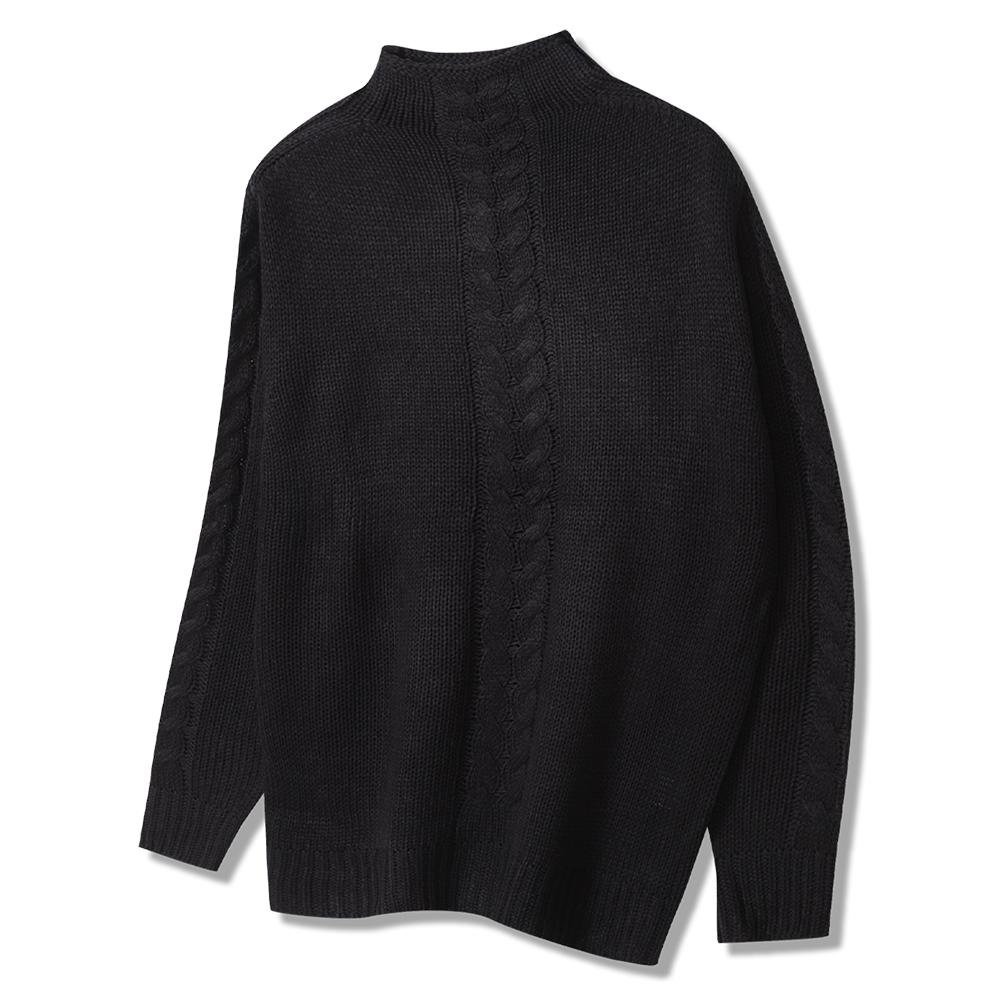 POLYGRAM Middle Cable Half Turtleneck Knit - 4 Colors